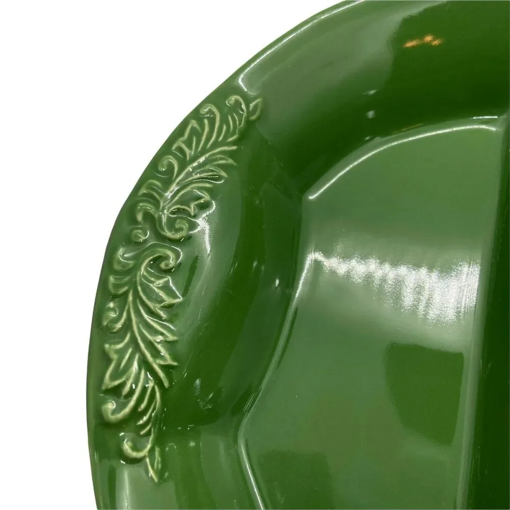 Sur La Table Green Three Section Dishwasher Safe Baking Dish Platter Snack Tray